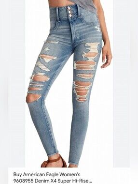 American Eagle High Rise Jeans Distressed Stretchy Size 10 EXCELLENT